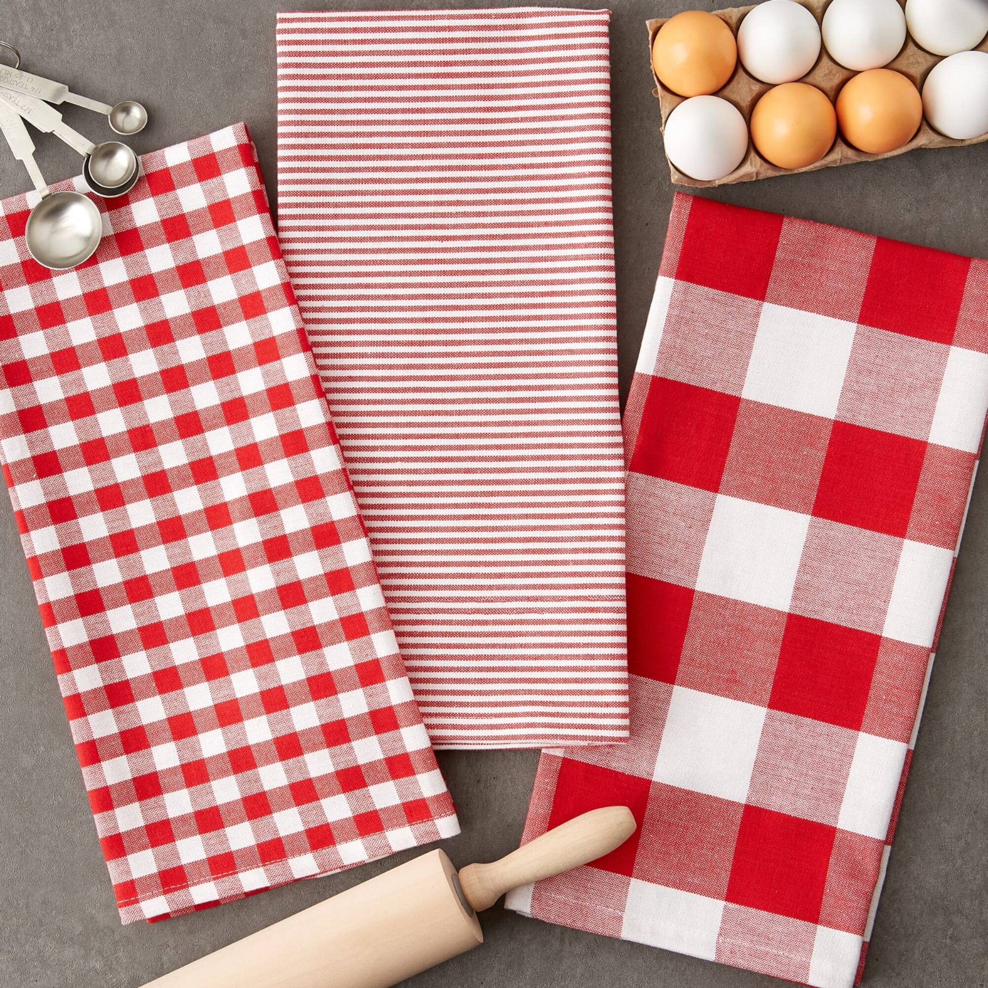 DII® Red & White Dishtowel Set